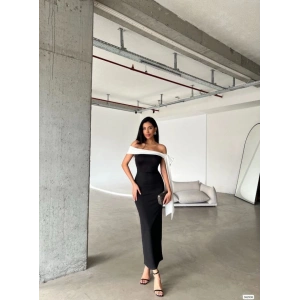 Kadın Madonna Yaka Skuba Krep Kumaş Kurdale Detay Elbise