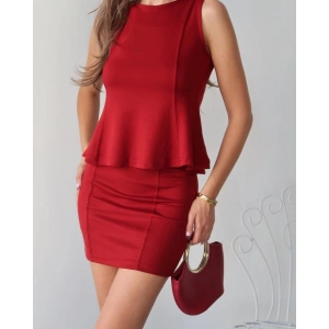 Kadın Modal Kumaş Volanlı Mini Etek Takım