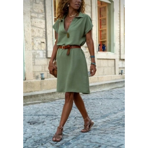 Kadın Polo Yaka Detaylı Aerobin Kumaş Elbise