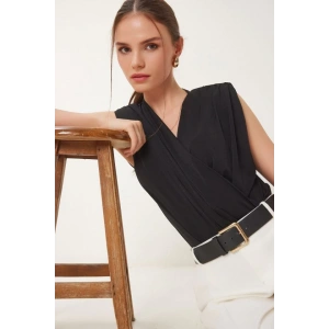 Kadın Sendy Kumaş Kruvaze Yaka Vatkalı Bluz