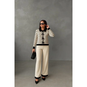 Kadın şerit Detay Bol Paça Pantolonlu ıkılı Takım