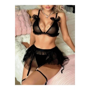 Kadın Siyah Zincir Detaylı Fantezi Kostüm 2198