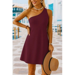 Kadın Tek Omuz Askılı Krep Mini Elbise