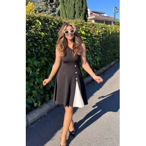 Kadın Tek Omuzu şerit Detaylı Sıfır Kol Yandan Düğme Detaylı Janjan Krep Elbise