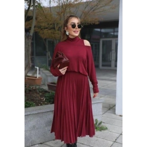 Kadın Triko Plise Ve Tül Detay Iki Parça Elbise