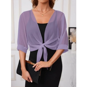 Kadın Truvakar Kollu önden Bağlamalı Kısa şifon Bolero Ceket