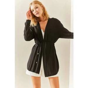 Kadın Uzun Kollu Bağcık Detay Hırka