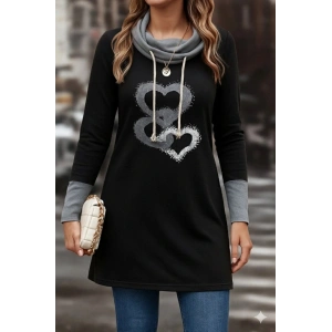 Kadın Uzun Kollu Balıkçı Yaka Bağcıklı Iki Iplik Elbise