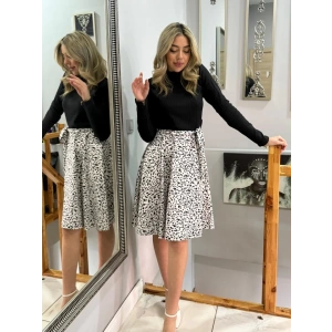 Kadın Uzun Kollu Balıkçı Yaka Belden Bağlamalı üst Kaşkorse Eteği Dalgıç Kısa Elbise