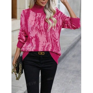 Kadın Uzun Kollu Balıkçı Yaka çok Renkli Triko Bluz