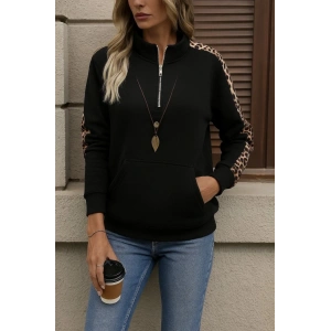 Kadın Uzun Kollu Balıkçı Yaka önden Fermuarlı Polar Bluz