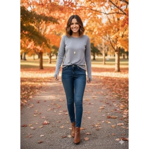 Kadın Uzun Kollu Bisiklet Yaka Dalgıç Kumaş Bluz