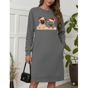 Kadın Uzun Kollu Bisiklet Yaka Desenli Viskon Iki Iplik Bluz