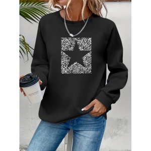 Kadın Uzun Kollu Bisiklet Yaka Desenli Viskon Iki Iplik Bluz