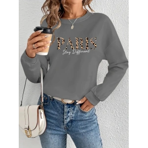 Kadın Uzun Kollu Bisiklet Yaka Desenli Viskon Iki Iplik Bluz