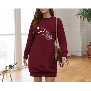 Kadın Uzun Kollu Bisiklet Yaka Desenli Viskon Iki Iplik Elbise