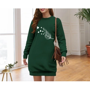 Kadın Uzun Kollu Bisiklet Yaka Desenli Viskon Iki Iplik Elbise