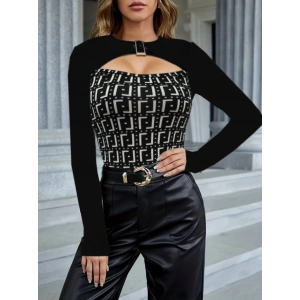 Kadın Uzun Kollu Bisiklet Yaka Göğüs Dekolte Ve Toka Detay Dalgıç Bluz