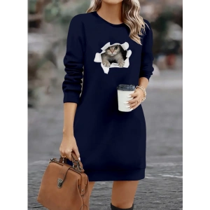 Kadın Uzun Kollu Bisiklet Yaka Kısa Viskon Iki Iplik Elbise