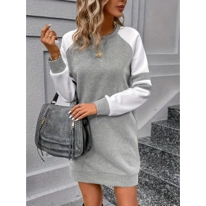 Kadın Uzun Kollu Bisiklet Yaka şardonlu üç Iplik Kısa Elbise