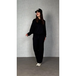 Kadın Uzun Kollu Bisiklet Yaka Viskon Iki Iplik Bluz Ve Pantolon Ikili Takım