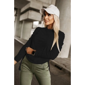 Kadın Uzun Kollu Bisiklet Yaka Yanları Ve Kolları Büzgülü Kadife Bluz