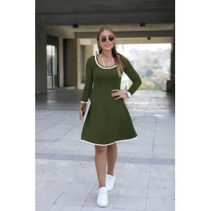 Kadın Uzun Kollu Derin Yuvarlak Yakalı Kısa Viskon Iki Iplik Elbise