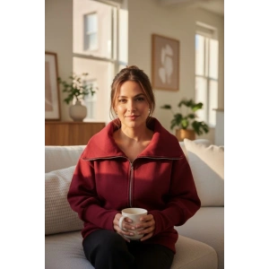 Kadın Uzun Kollu Fermuar Detay Sweat Shirt