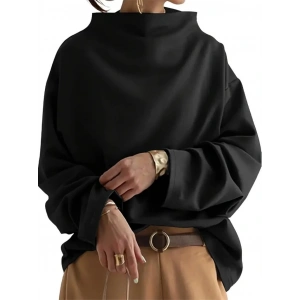 Kadın Uzun Kollu Geniş Balıkçı Yaka Modal Bluz