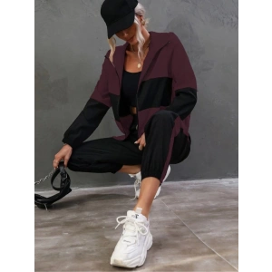 Kadın Uzun Kollu Kapşonlu önden Fermuarlı Viskon Iki Iplik Bluz Ve Pantolon Ikili Takım