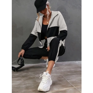 Kadın Uzun Kollu Kapşonlu önden Fermuarlı Viskon Iki Iplik Bluz Ve Pantolon Ikili Takım