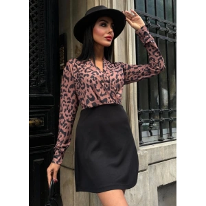 Kadın Uzun Kollu Kruvaze Yaka Krep Mini Boy Elbise