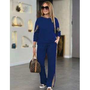 Kadın Uzun Kollu Leopar Detaylı Viskon Iki Iplik Eşofman Takımı