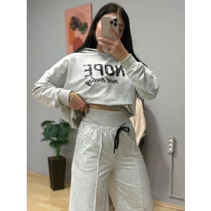 Kadın Uzun Kollu Nope Baskılı Beli Ribanalı Ikili Takım