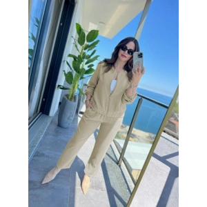 Kadın Uzun Kollu önden Fermuarlı Modal Ceket Ve Pantolon Ikili Takım