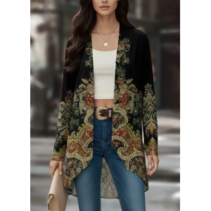 Kadın Uzun Kollu önü Açık Desenli şardonlu Dalgıç Ceket