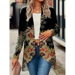 Kadın Uzun Kollu önü Açık Desenli şardonlu Dalgıç Ceket
