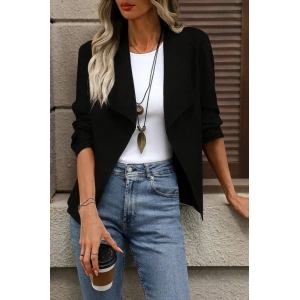 Kadın Uzun Kollu önü Açık Yakalı Süet Ceket