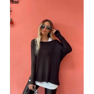 Kadın Uzun Kollu Tek Omuzdan Açık çilek Bluz Ve Viskon Atlet Ikili Takım