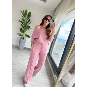 Kadın Uzun Kollu Tek Omuzdan Açık Dalgıç Bluz Ve Pantolon Ikili Takım