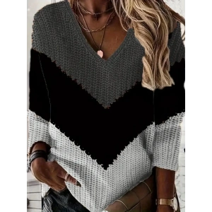 Kadın Uzun Kollu V Yakalı Triko Bluz