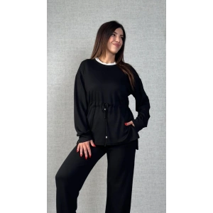 Kadın Uzun Kollu Yaka Ve Büzgü Detay Tunik Ve Pantolon Ikili Takım