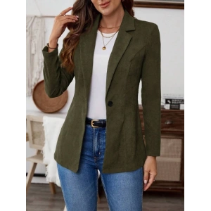 Kadın Uzun Kollu Yakalı Tek Düğmeli Süet Ceket