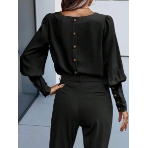 Kadın Uzun Kollu Yuvarlak Yakalı Düğmeli Ithal Krep Bluz