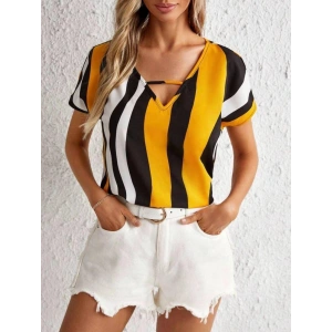 Kadın V Yaka Kısa Kol Mikro Bluz