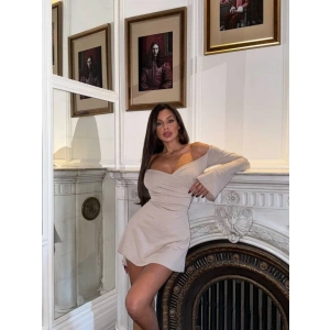 Kadın Yılbaşı özel Madonna Yaka Seksi Mini Kloş Elbise