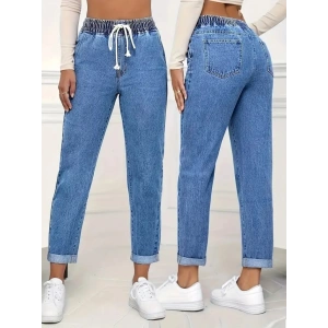 Kadın Yüksek Bel Bağcıklı Kot Pantolon