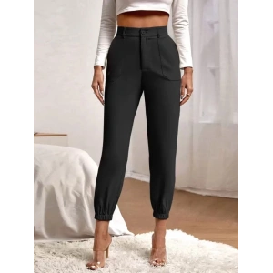 Kadın Yüksek Bel Cepli Paçası Lastikli Ithal Krep Pantolon