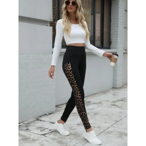 Kadın Yüksek Bel Leopar Desen Ve Cep Detaylı Dalgıç Tayt