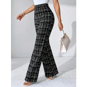 Kadın Yüksek Bel Paçaya Doğru Geniş Dokuma Pantolon